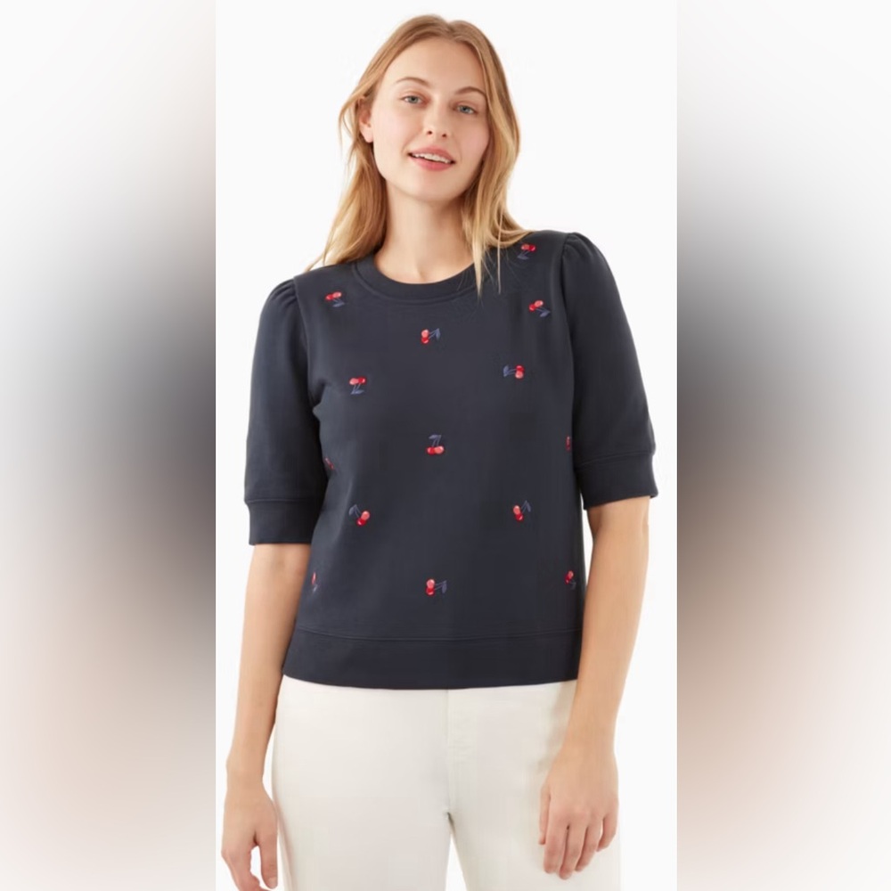 Kate Spade Embroidered Cherry Short Sleeve Pullover, Size M